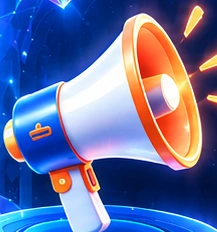 Glowing three-dimensional megaphone